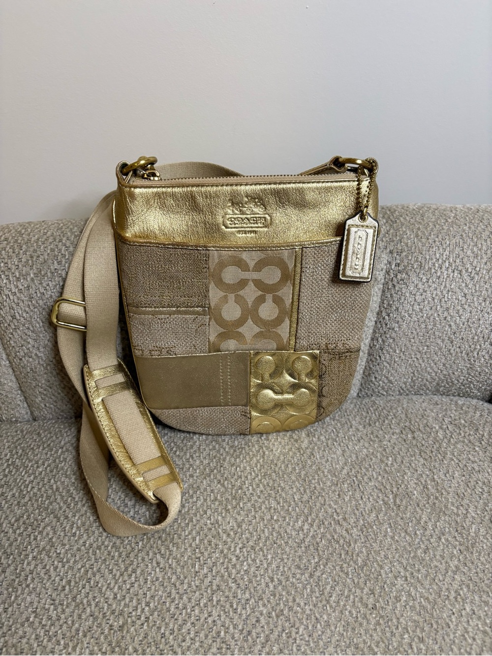 Coach Y2K 42683 Gold Ali Patchwork Swingpack